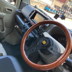 (CC-SW) Kyostar Wood Flat Handle Steering Wheel, 14”/ 350mm (Black) [‎KD8261BK]