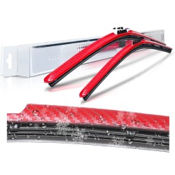 (CC-WB) AutoTex Clix Carbon Collection Wiper Blade, Red [‎AutoTex-CCC-RD]